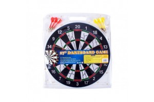 Darts tábla 6 fémhegyű tűvel (3 piros, 3 zöld)