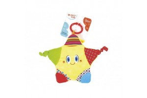 Csillag puha bébijáték – sárga plüss rágókával