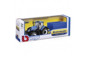 Bburago New Holland traktor 1:32 utánfutóval
