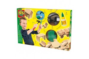 SES Fa barkácskészlet - fa lapok, kalapács és szögek