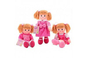 Baby Rose 40 cm rongybaba – rózsaszín mintás ruha