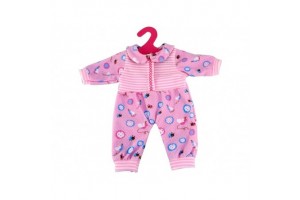 Rózsaszín pöttyös kezeslábas 46 cm-es babához
