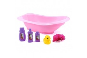 Rózsaszín babakád kiegészítőkkel 43 cm