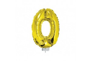 Arany '0' számos fólia lufi, 42 cm