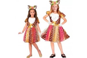 Rénszarvas jelmez 128 cm – tüll szoknya és agancsos fejdísz