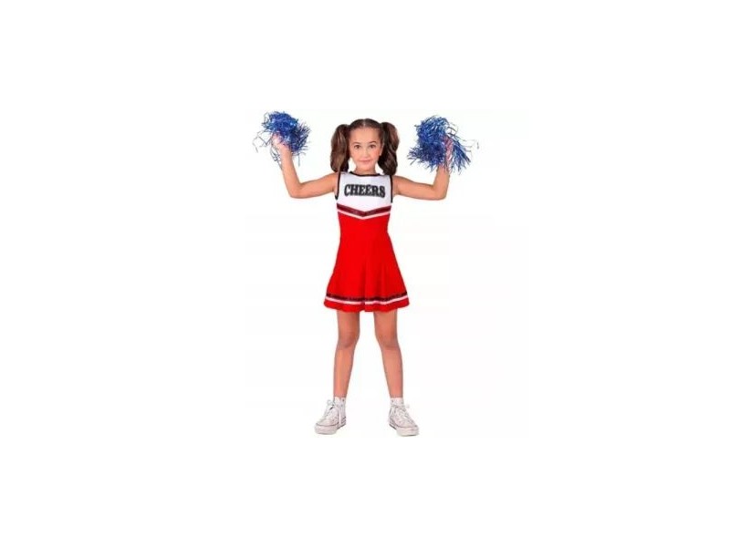 Pom-pom lány jelmez 116 cm – piros-fehér, CHEERS