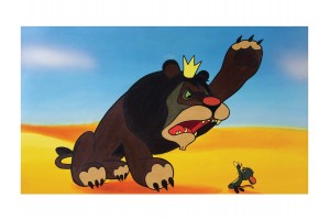 Az egér és az oroszlán - illusztráció (Macskássy Gyula)