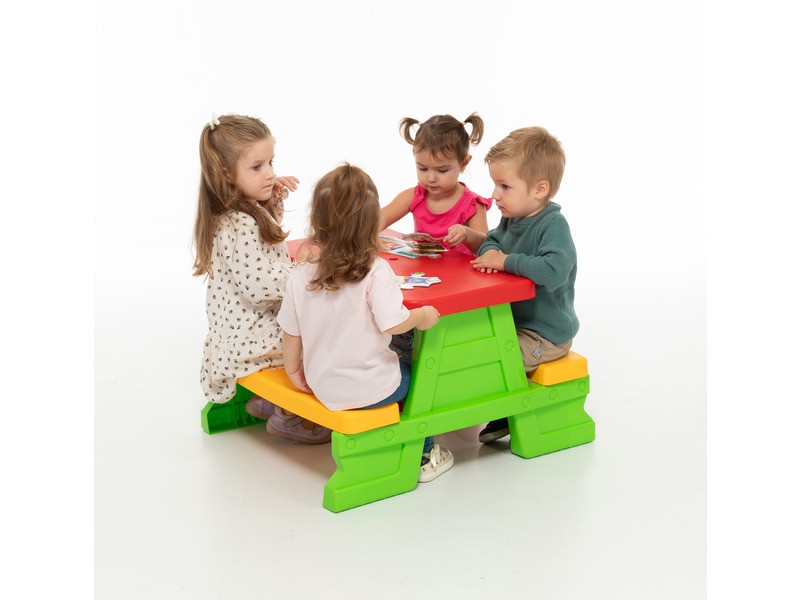 Piknikasztal vegyes színben - gyerek kerti bútor