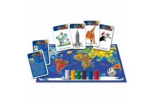 Föld körüli utazás — illusztrált kártyajáték és világtérkép