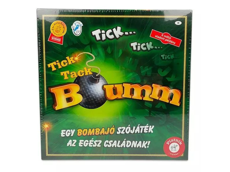 Tick Tack Bumm társasjáték doboza és időmérő