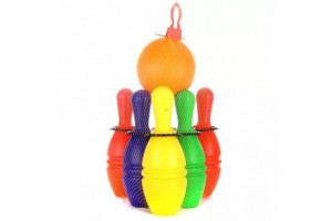 Műanyag 6 db-os teke készlet hordozó kerettel