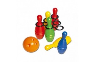 Műanyag 6 db-os teke készlet hordozó kerettel