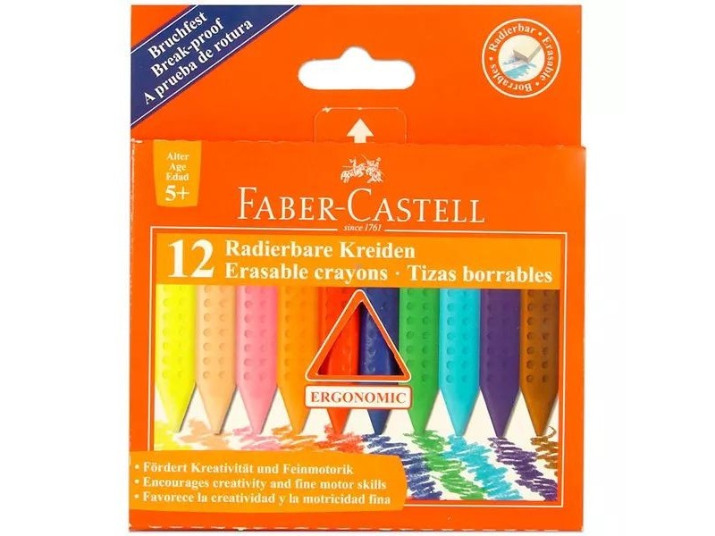 Faber-Castell 12 db radírozható zsírkréta készlet