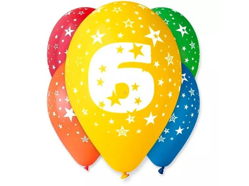 Színes 6-os számú lufi csomag (5 db)