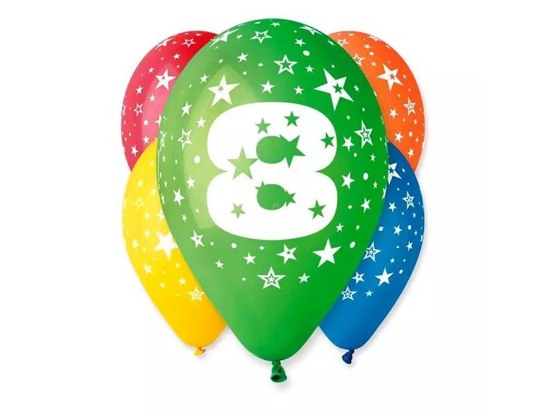 Színes 8-as mintás lufi, 5 db