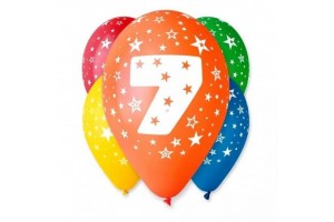 Színes 7-es számos lufi, 5 db