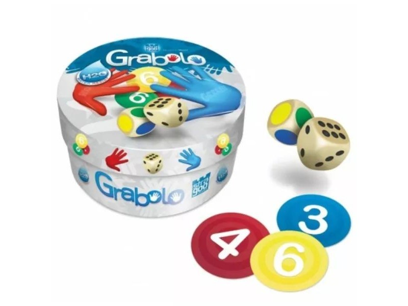 Grabolo társasjáték — fém doboz és vízálló kártyák