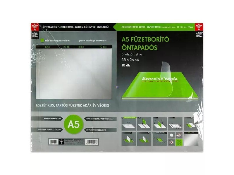 Átlátszó öntapadós A5 füzetborító - 10 ív