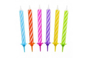 12 db színes spirál gyertya, 8 cm