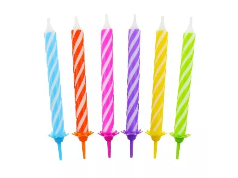 12 db színes spirál gyertya, 8 cm