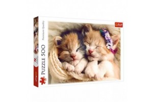 Trefl 500 darabos puzzle – alvó cicák virággal