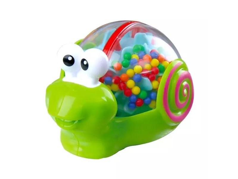 Száguldó csörgős csiga — zöld guruló játék