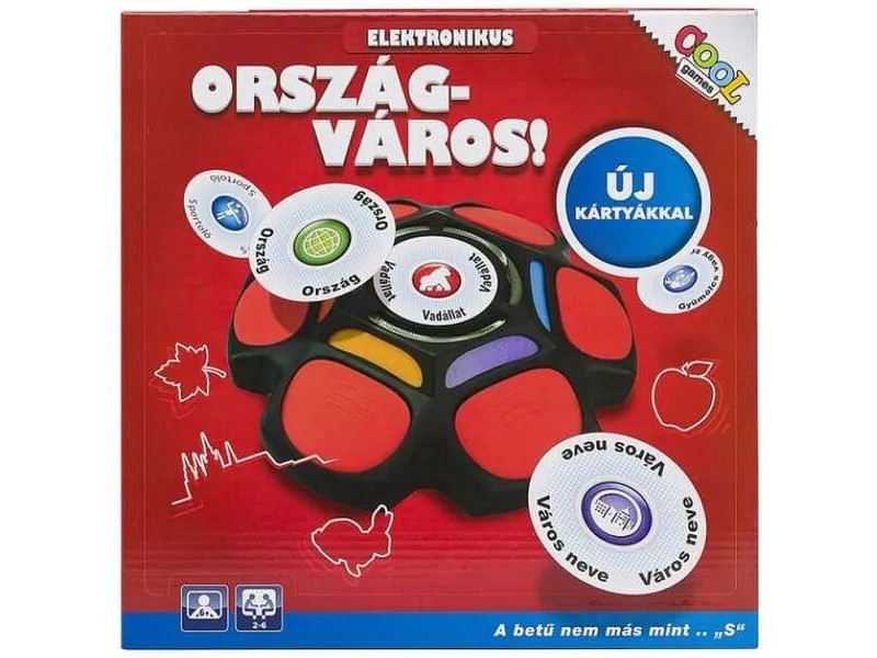 Ország-Város társasjáték — doboz és elektronikus egység