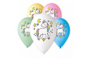 Unikornis mintás lufi - 5 db, 30 cm