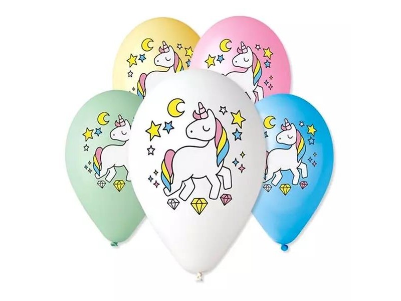 Unikornis mintás lufi - 5 db, 30 cm