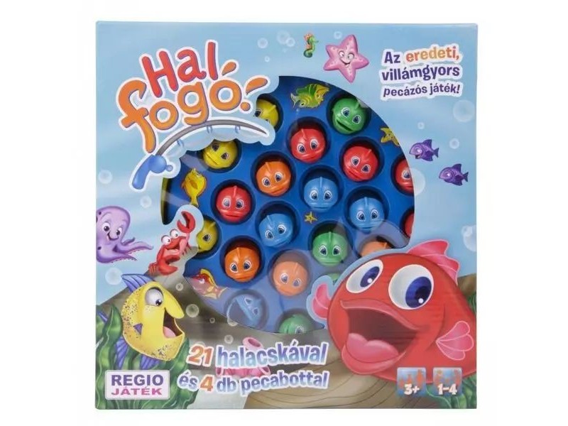 Halfogó társasjáték – horgászos játék, 4 játékos