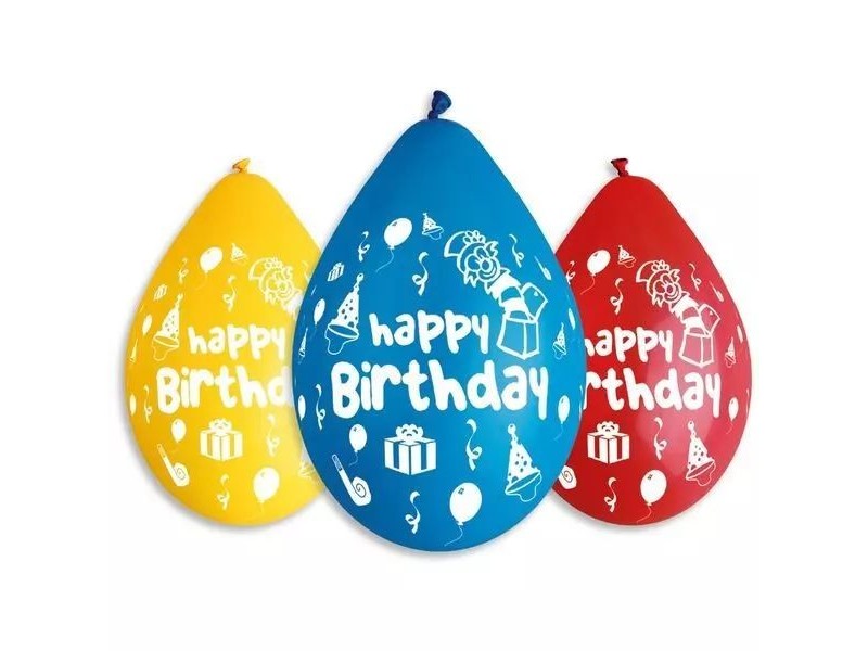 Happy Birthday feliratos lufi, 30 cm, 5 db