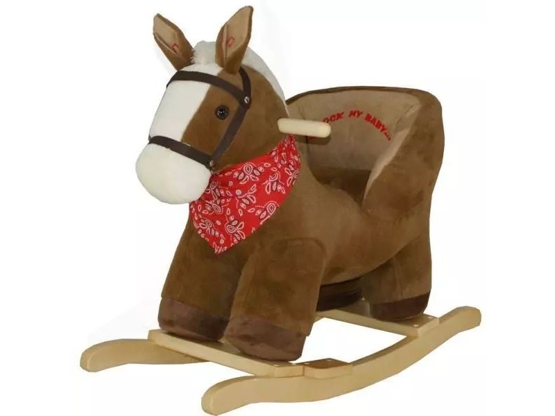 Sötétbarna beülős bébi hintapóni, párnázott ülés