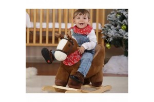 Sötétbarna beülős bébi hintapóni, párnázott ülés