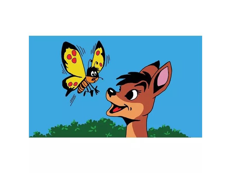 Bambi diafilm borítója — kis őzgida az erdőben