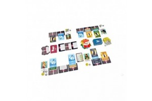 Fröccs társasjáték doboz, kártyák és játékelemek