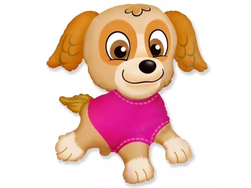 Rózsaszín ruhás kiskutya fólia lufi 61 cm