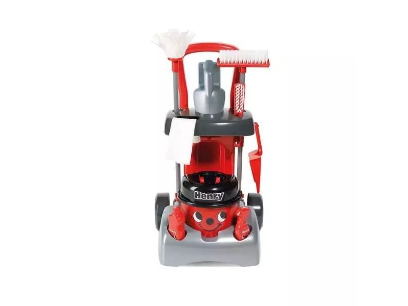 Deluxe Henry 9 részes piros takarító kocsi játék