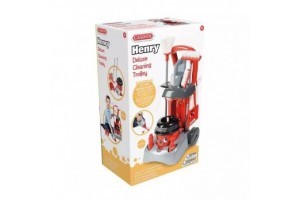Deluxe Henry 9 részes piros takarító kocsi játék