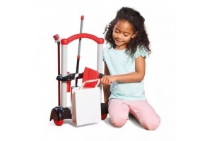 Henry piros takarító kocsi, 6 részes készlet