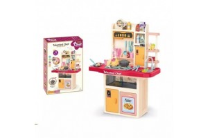 Szuperséf kiskonyha szett (barack) - 74 db, világítással