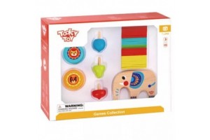 Tooky Toy fa ügyességi ajándékszett - fa elefánt és kiegészítők