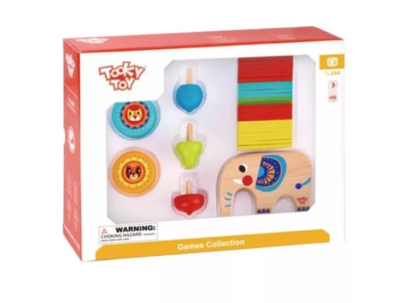 Tooky Toy fa ügyességi ajándékszett - fa elefánt és kiegészítők