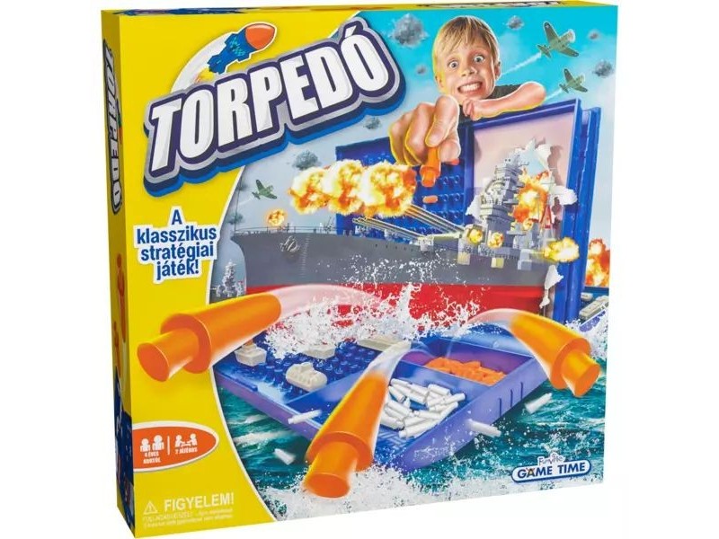Torpedó társasjáték - doboz és játéktábla