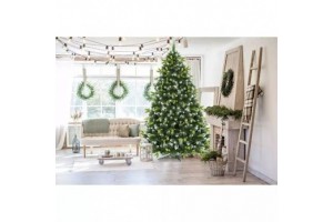 Diamond műfenyő 180 cm talppal - zöld, havas tűlevelek