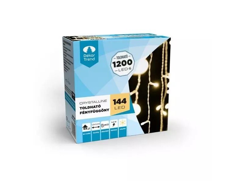 Dekortrend LED fényfüggöny 1,2x1,2 m, 143 LED, meleg fehér
