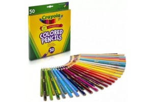 Crayola 50 színes ceruza - előre hegyezett, puha hegy
