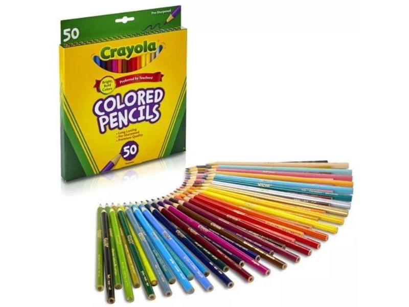 Crayola 50 színes ceruza - előre hegyezett, puha hegy
