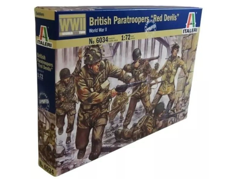 Italeri II. vh. brit ejtőernyősök 1:72 - 50 festetlen figura
