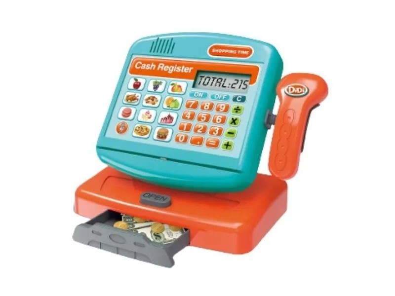 Elektronikus játék pénztárgép (kék-narancs)