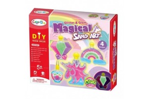 Sötétben világító homok üvegdísz készlet - 4 db